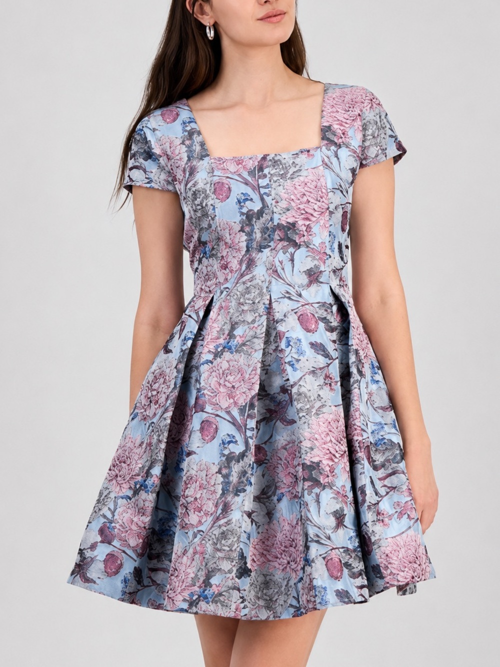 🆕💗🦋Tahari ASL Size 8 Blue Floral Brocade Fit & Flare Cocktail Dress Party Prom